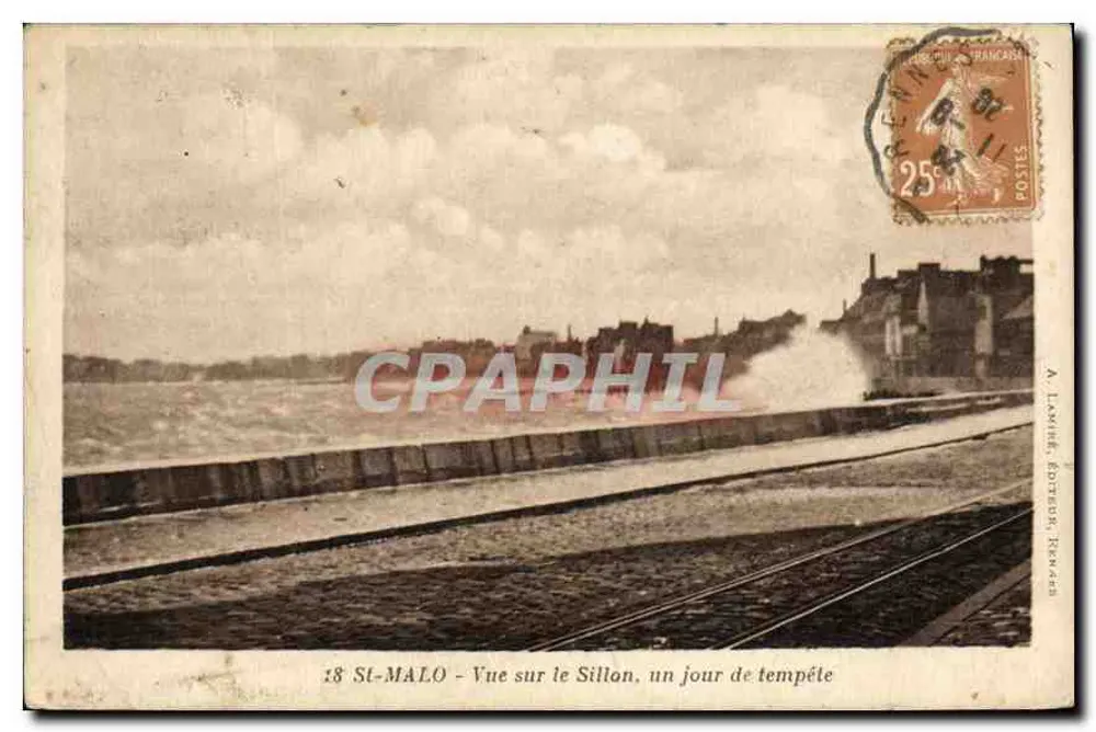 St-Malo - Ansicht des Sillons, ein stürmischer Tag — A. Lamy, Verleger, Rennes - Vorderseite