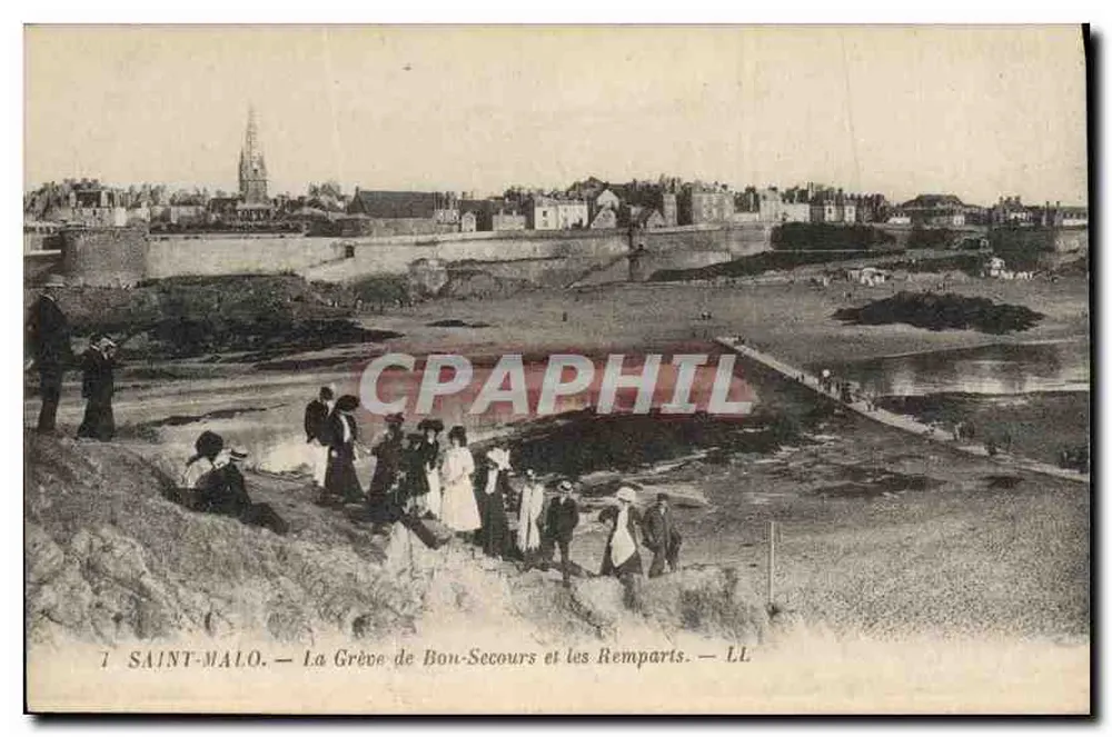 Saint-Malo — La Grève de Bon-Secours und die Mauern — LL - Vorderseite