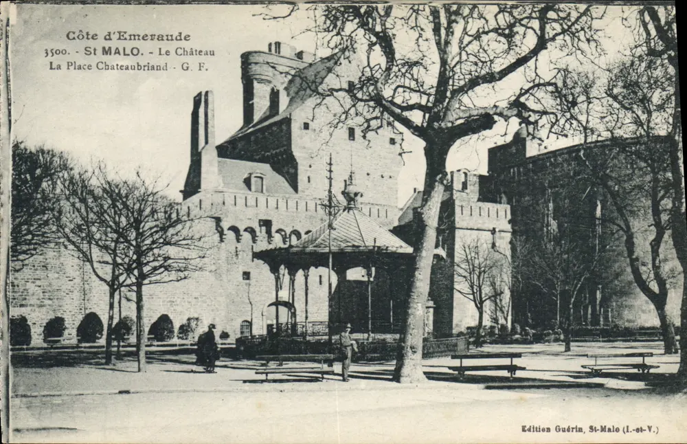 Küste von Émeraude - Das Schloss auf der Place Chateaubriand - Guérin-Ausgabe, St-Malo - Vorderseite