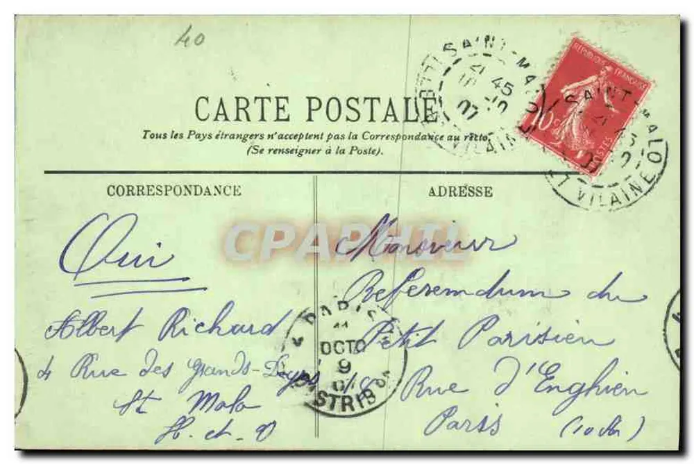 Saint-Malo — Estátua de Chateaubriand — LL. - Verso