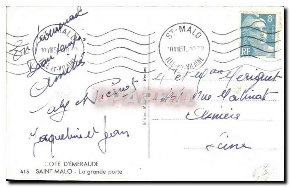 Saint-Malo — Die Große Pforte — Édition Mény - Renkes, n°415 - Rückseite