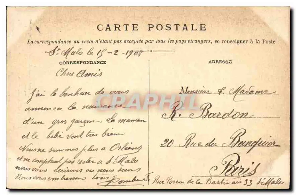 Saint-Malo — Grande Rue — editor Henri Roche, Grandes Nouvelles - Verso