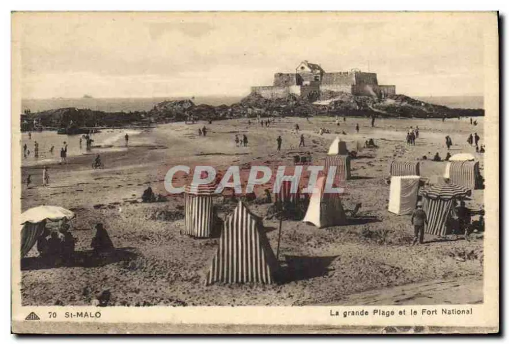 St-Malo — Die große Strandpromenade und das Nationale Fort — C° des Arts Photomécaniques - Straßburg - Vorderseite