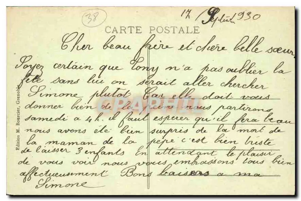 Grenoble - A Estação e o Moucherotte — Edição M. Boucher, n° 114 - Verso