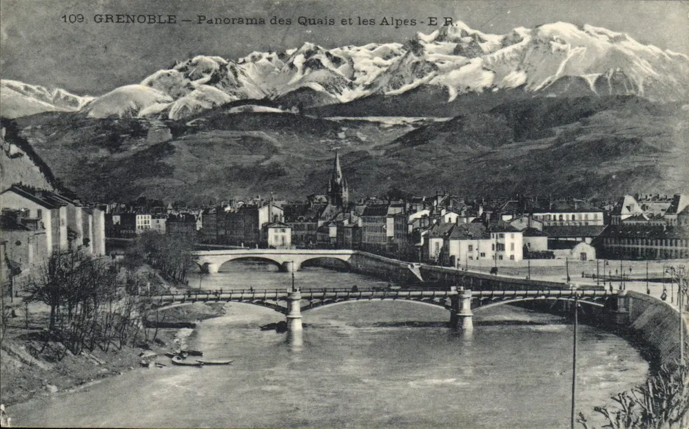 Grenoble — Panorama der Kai und der Alpen — E.R. n°109 - Vorderseite