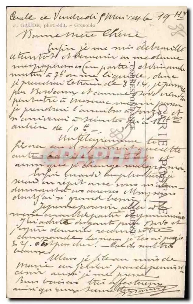 Grenoble — L'Île-Verte, die Isère und die Alpen — Verlag E. Gaudé - Rückseite