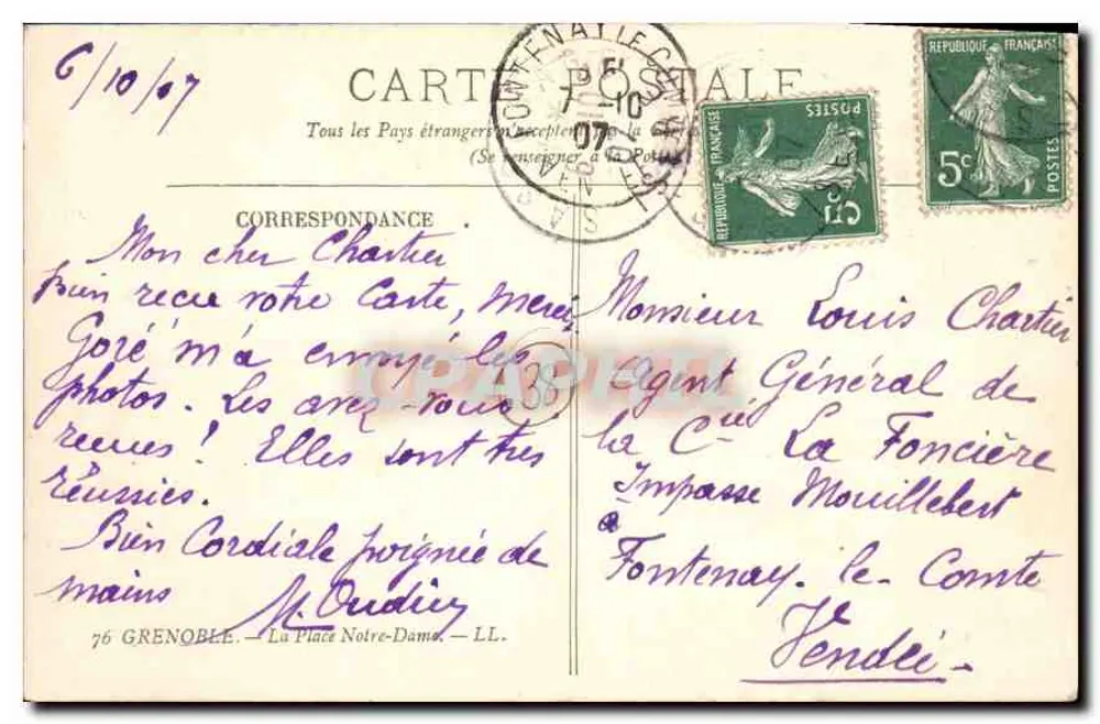 Grenoble — Praça Nossa Senhora — n° de série não visível - Verso