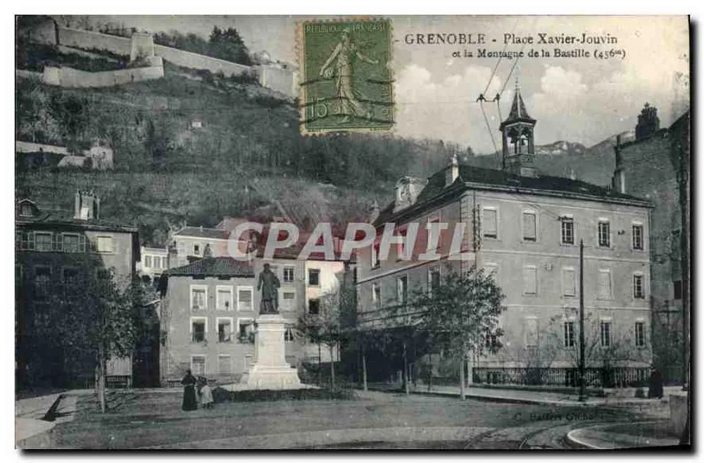 Grenoble - Place Xavier-Jouvin und der Montagne de la Bastille (436m) — C. Haiffer, Grenoble - Vorderseite