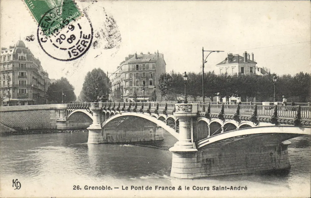 Grenoble — Die Brücke von Frankreich & die Straße Saint-André — KD n°26 - Vorderseite