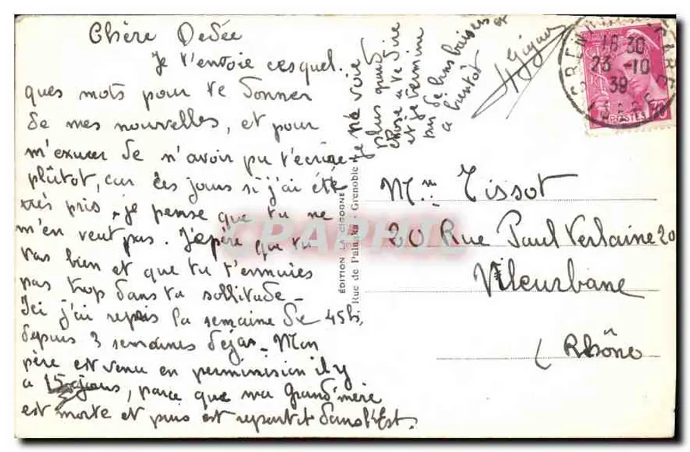 Grenoble - Praça Victor-Hugo — edição La Graine, n°50 - Verso
