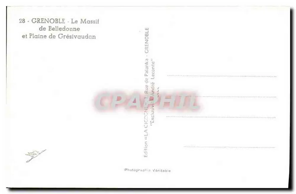 Grenoble - El Massif de Belledonne y la Meseta de Crésivaudan — Edición « LA CIGOGNE » - Reverso