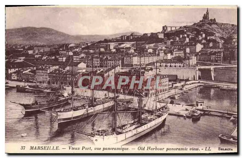 Marseille — Vieux Port, Panoramablick — Selecta, Nr. 37 - Vorderseite