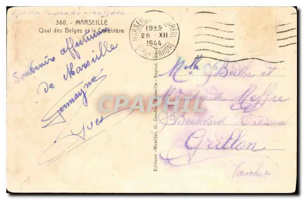 Quai des Belges und die Carébière — Marseille — Éditions Mireilles - Rückseite