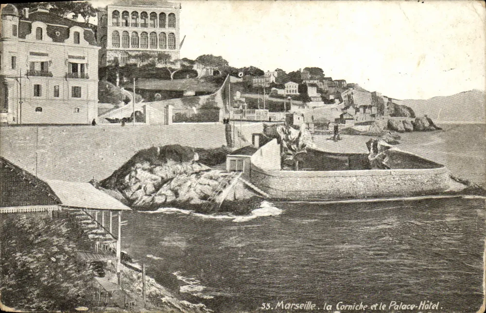 Marsiglia — La Corniche e l'Hotel Palace — editore V. B. OIE, n° 55 - Recto