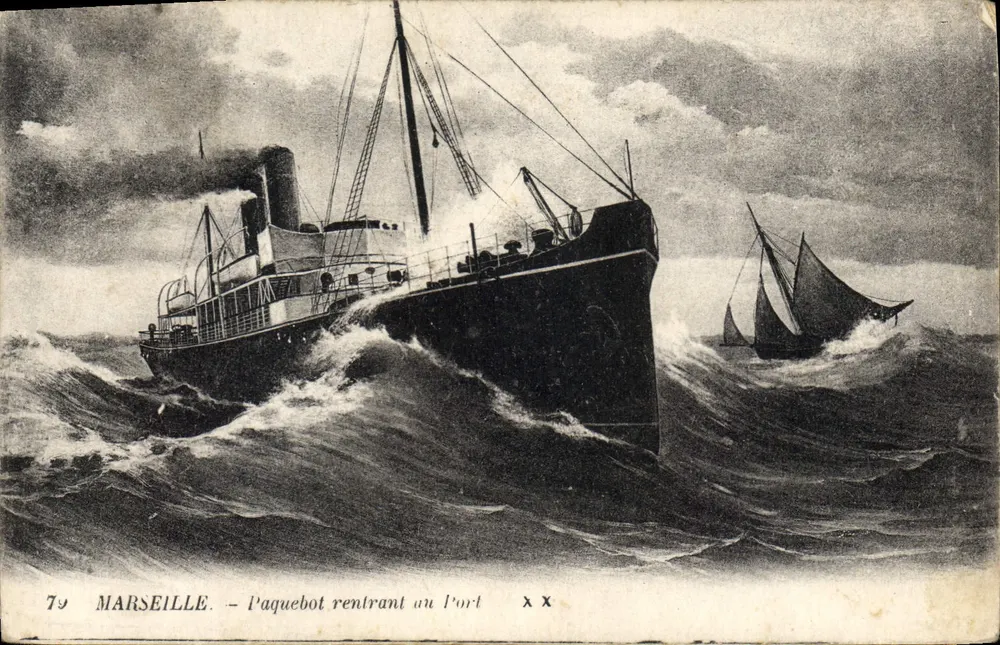 Marseille — Dampfschiff, das in den Hafen einläuft — unbekannter Verlag, Nr. 79 - Vorderseite