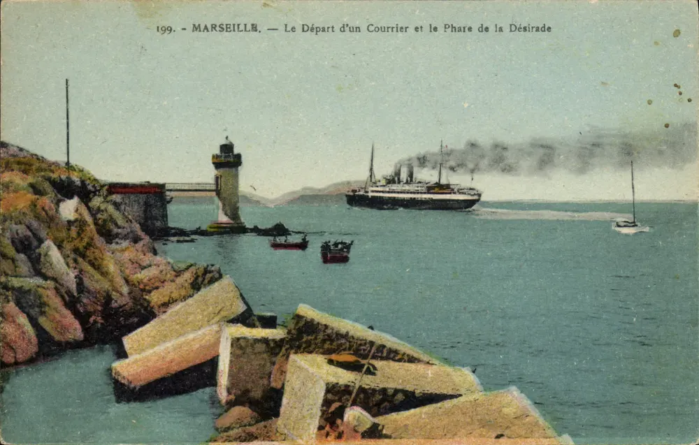Marseille — Der Abgang eines Dampfschiffes und der Leuchtturm der Désirade — Edition La Cigogne - Vorderseite