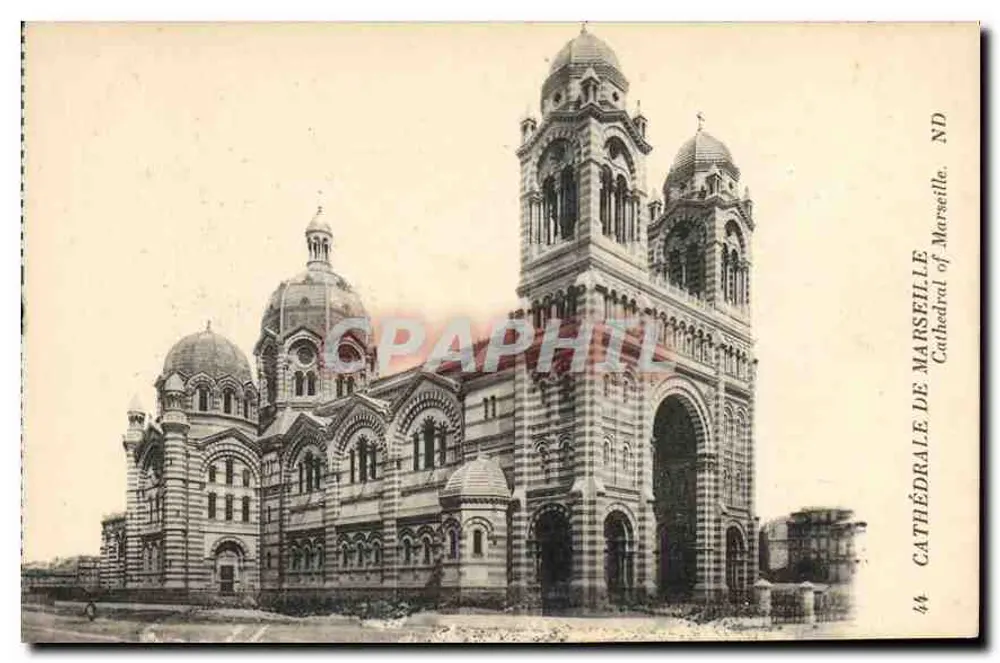 Catedral de Marselha — vista arquitetônica — editor Letellier, n° 44 - Frente