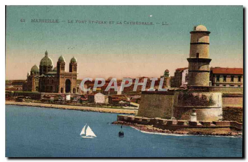 Marseille — Ansicht des Port Saint-Jean und der Kathedrale — LL - Vorderseite