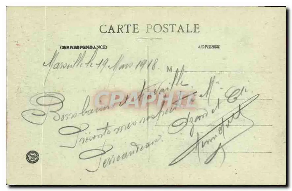 Marselha — Chemin de la Corniche — E. L. - Verso