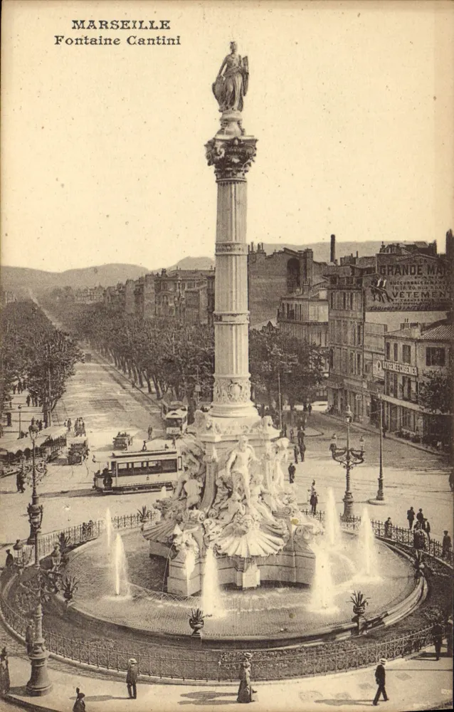 Marseille — Fontein Cantini — Uitgever onbekend, serie-nummer niet zichtbaar - Voorkant