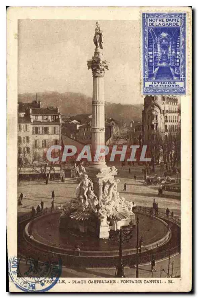 MARSEILLE - PLACE CASTELLANE - FONTAINE CANTINI - EL. - Vorderseite