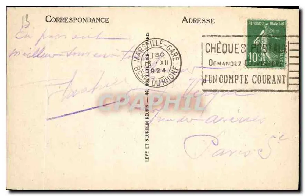 Marseille - Der Hafen La Joliette vom Phare aus — Selecta - LL - Rückseite