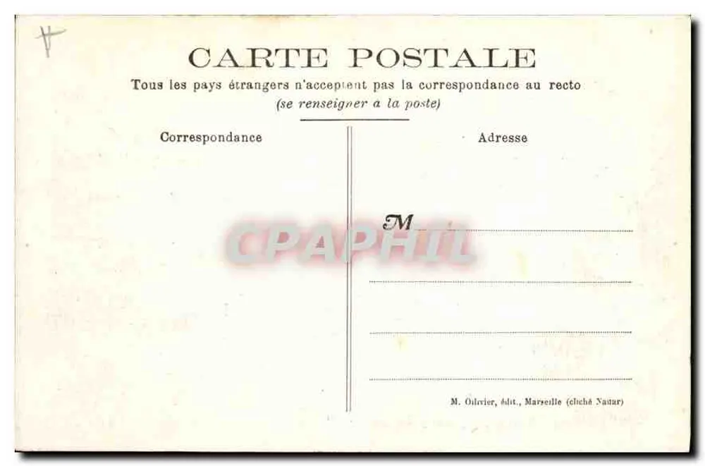 Marseille — Palácio de Longchamp — M. Olivier, editor - Verso