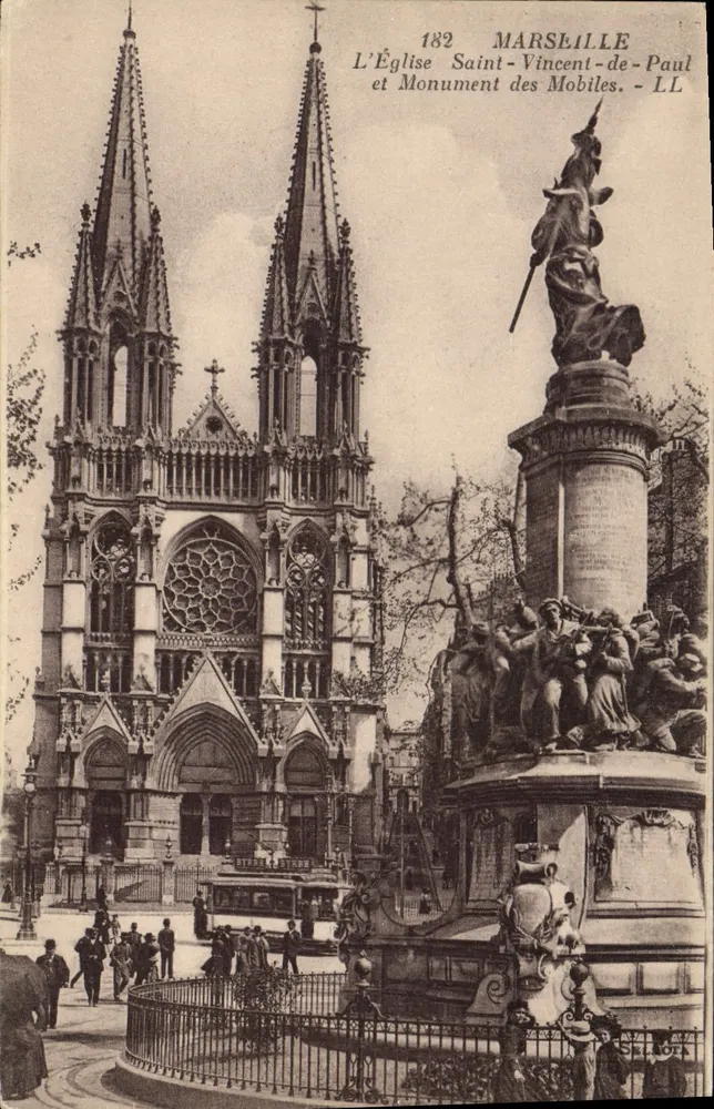 Marseille — Kirche Saint-Vincent-de-Paul und Denkmal der Mobiles — LL - Vorderseite