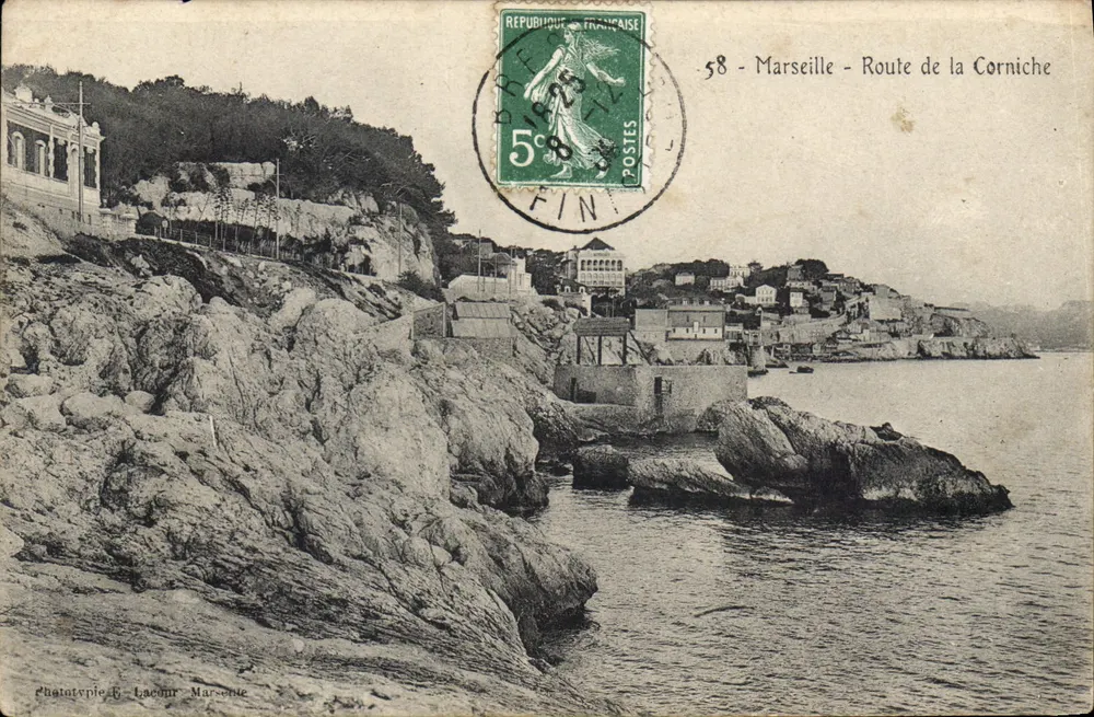 Marseille - Rota da Corniche — Fototipia B. Lacour, Marseille, n°58 - Frente