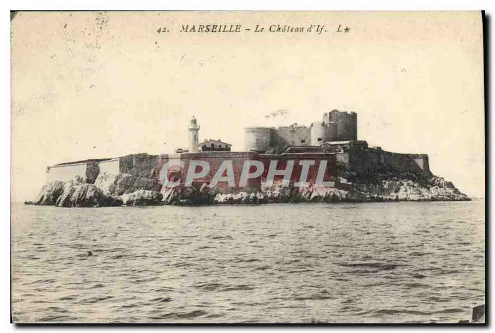 Marselha - O Castelo de If — Bilhete postal antigo n°42, editor L★ - Frente