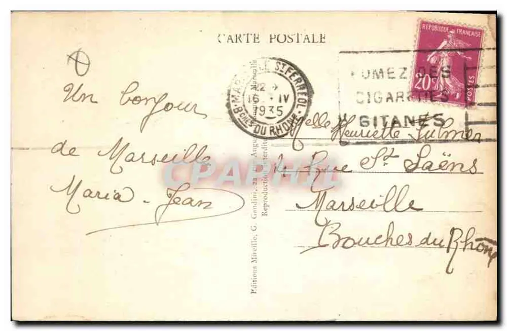 Marselha — Vista geral de N.-D. de la Garde — Mireille, n°58 - Verso