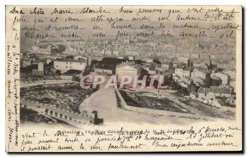 Vista geral de Marselha — 72, Rua Geral de N. de la Garde — editor desconhecido - Frente