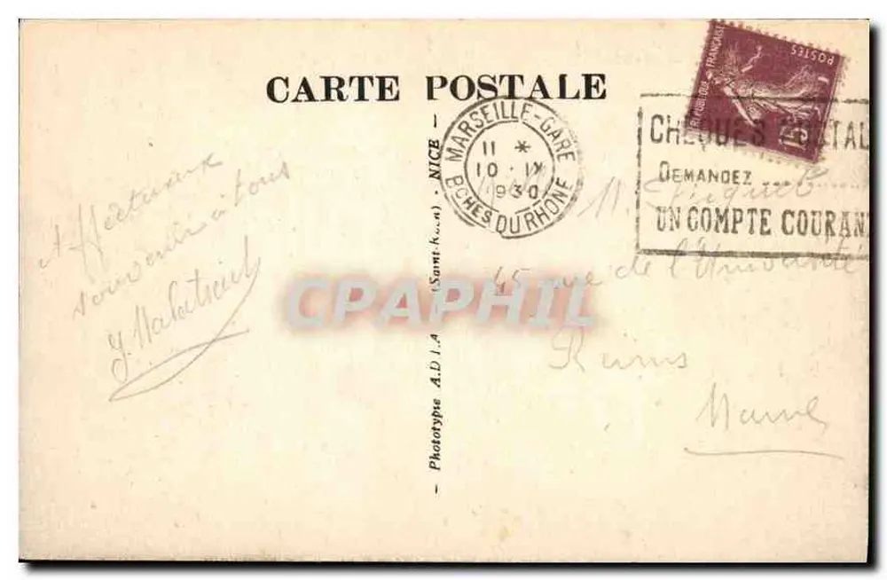 Marseille — Küste entlang der Promenade de la Corniche — n° 2973 - Rückseite