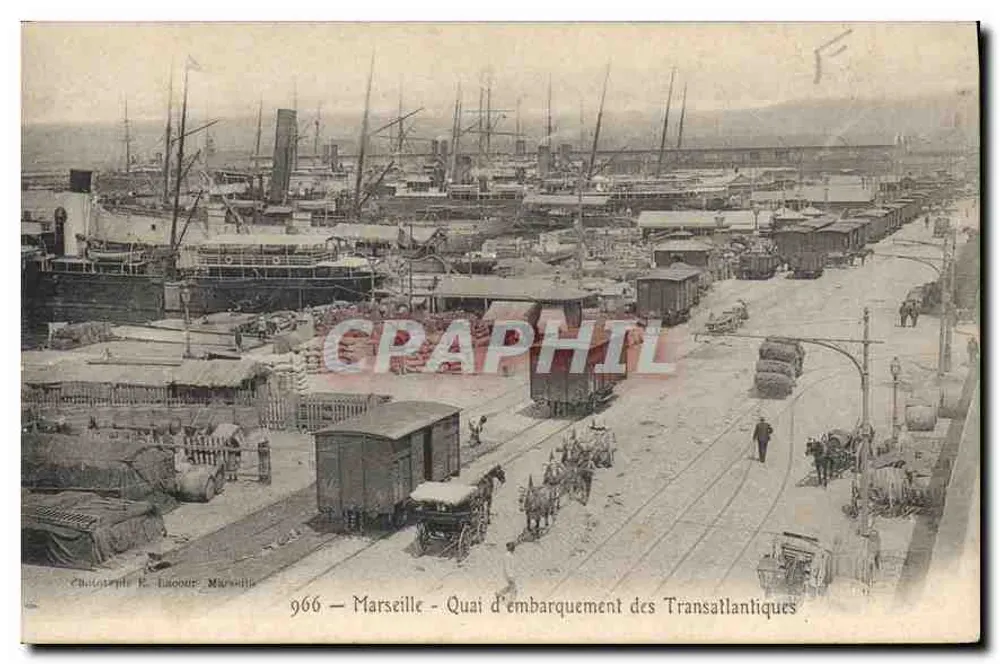 Marseille — Embarkationsdamm der Transatlantiker — Phototypie E. Lacour Marseille 966 - Vorderseite