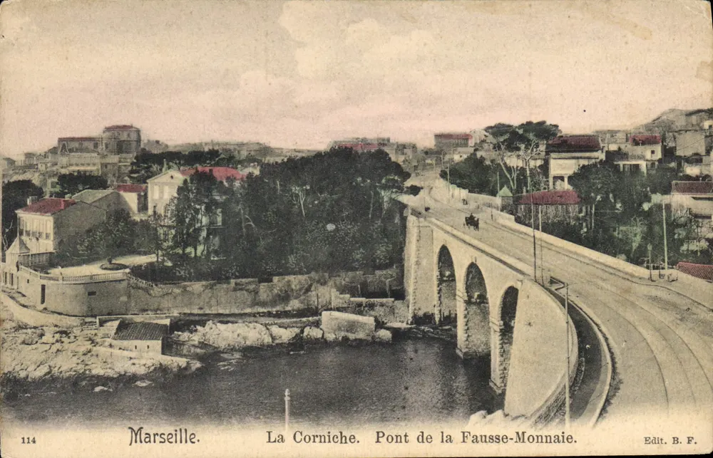 Marseille. Die Corniche. Brücke der Falschen Münze — Edit. B. F. Nr. 114 - Vorderseite