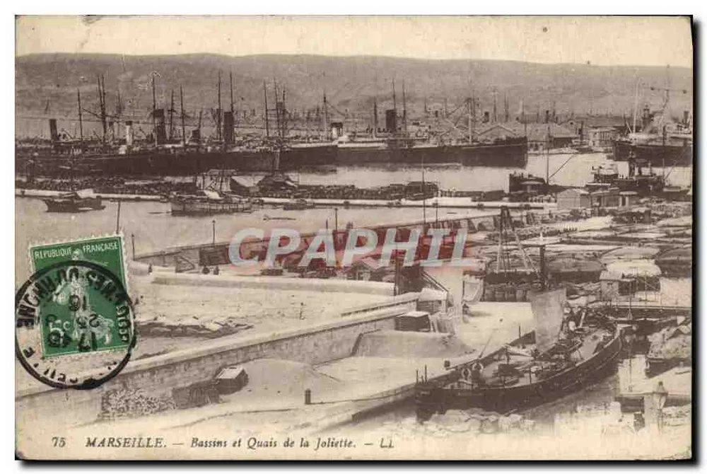 Marseille — Bassins und Quais de la Joliette — Verlag L.I. n°75 - Vorderseite