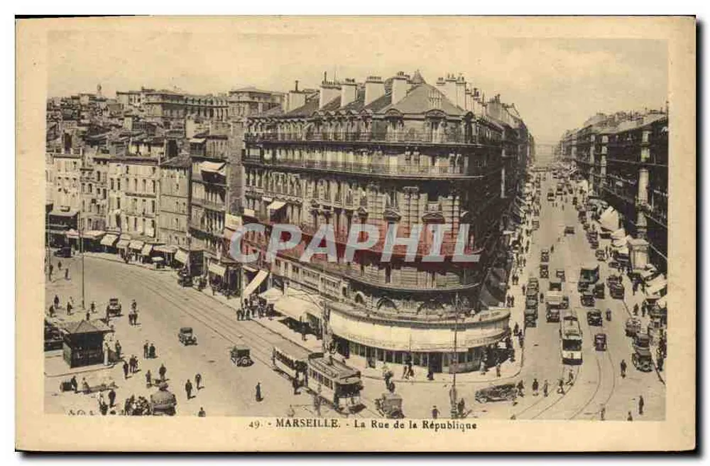 Marseille - A Rue de la République — vista aérea — Edição 'La Cigogne' Gindaves, Marseille - Frente