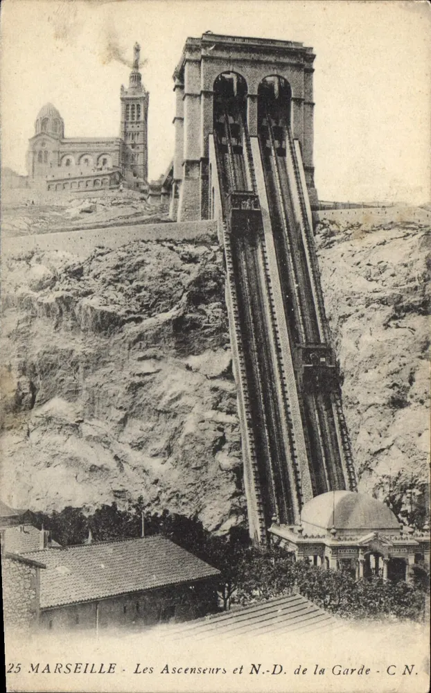 Marseille - Die Aufzüge und N.-D. de la Garde - C.N. - Vorderseite