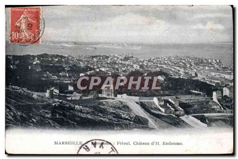 Marselha — Panorama: Frioul, Castelo de If, Endoume — editor não identificado - Frente