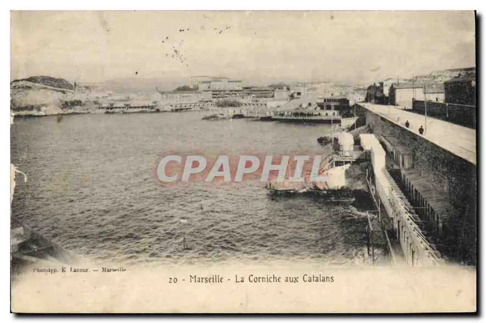 Marselha - A Corniche dos Catalães — Fototip. E. Lacour — n°20 - Frente
