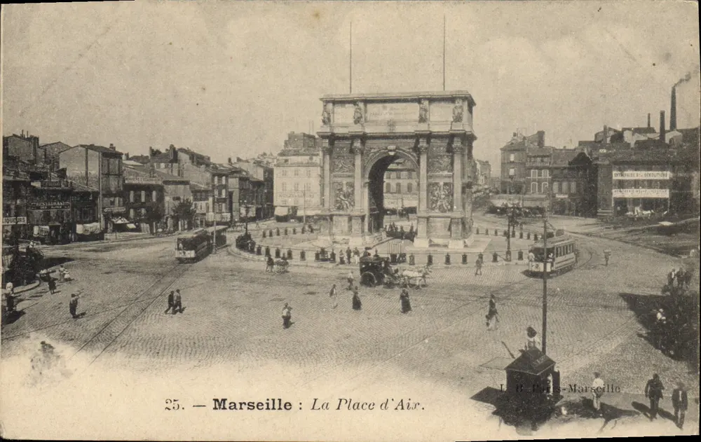Marselha: A Place d'Air — Arco do Triunfo — L. B. Paris-Marseille, n°25 - Frente
