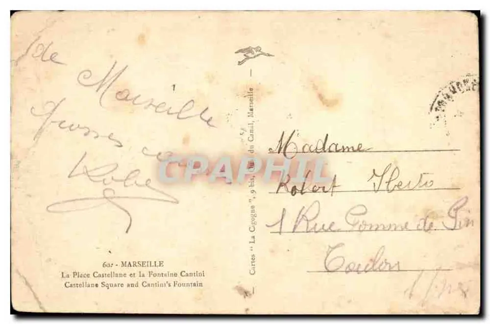 Platz Castellane und die Fontaine Cantini — Marseille — Cartes 603 - Rückseite