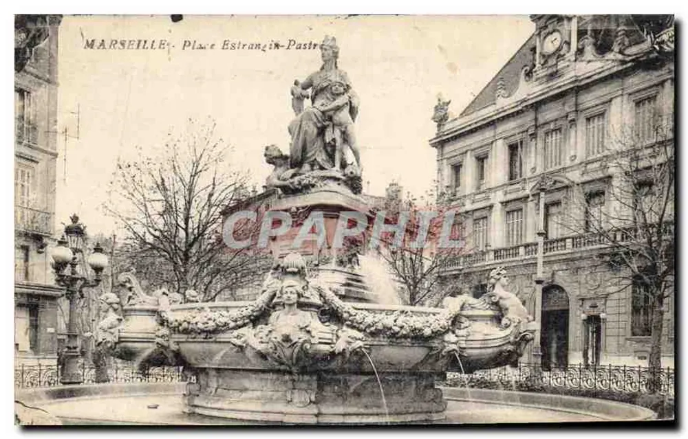 Marselha - Praça Estrangin-Pastre — Fonte com estátua central — editor não identificado - Frente