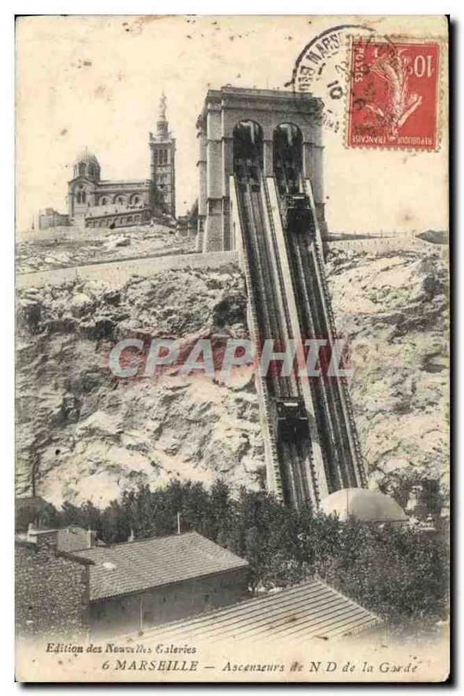 Ascensores de N.D. de la Garde — Marselha — Edição das Novas Galerias - Frente