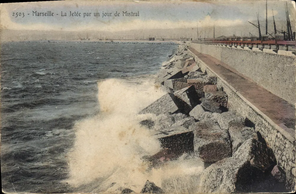 Marseille - Die Mole an einem Tag mit Mistral — Éditeur Lacour, n° 2503 - Vorderseite