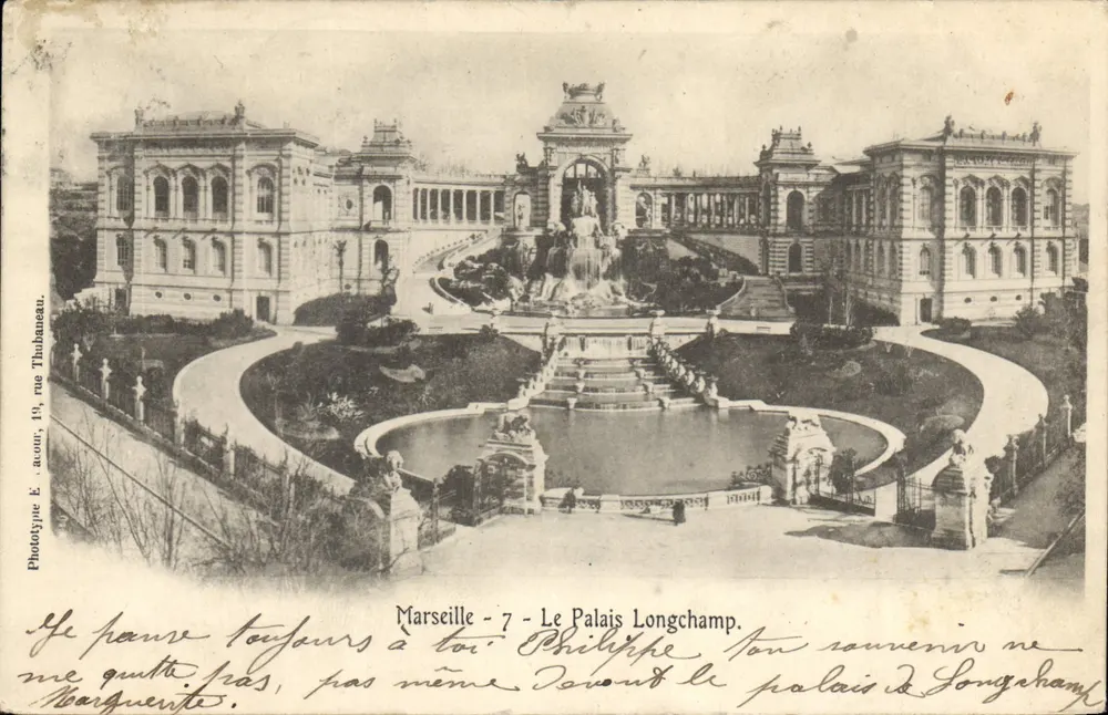 Marselha - 7 - O Palácio Longchamp — Fototipo E. Thubaneau, rua Thubaneau - Frente