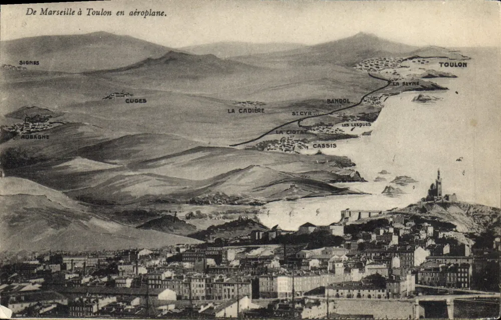 Luftbild der provencalischen Küste — Von Marseille nach Toulon mit Flugzeug — Verleger unbekannt - Vorderseite