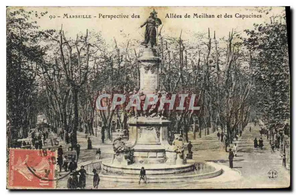 Marseille - Perspektive der Allées de Meilhan und der Capucines — Verlag n°90 - Vorderseite