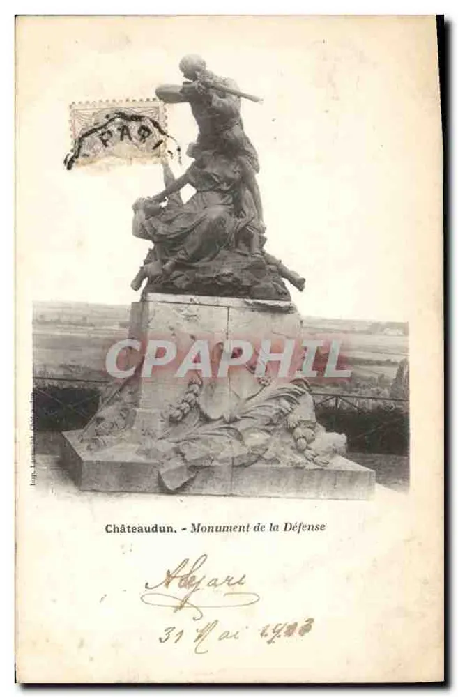 Châteaudun - Monumento da Defesa — escultura da Defesa — editor J. Lemoine, n° 24 - Frente