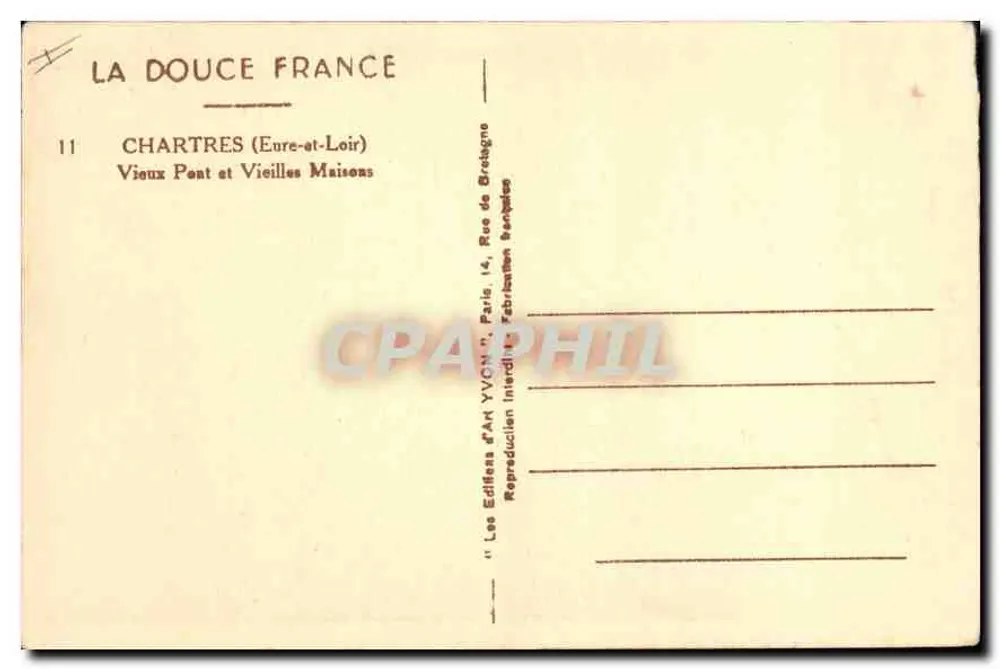 Chartres (Eure-et-Loir) — Alte Brücke und alte Häuser — Verlag YVON - Rückseite